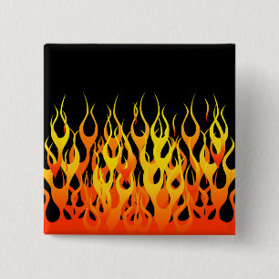 Classic Orange Racing Flames on Fire 2 Inch Square Button
