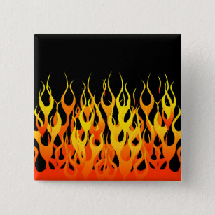 Classic Orange Racing Flames on Fire 2 Inch Square Button