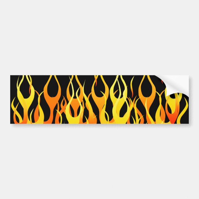 Classic Orange Racing Flames on Fire Bumper Sticker (Front)