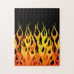 Classic Orange Racing Flames on Fire Jigsaw Puzzle