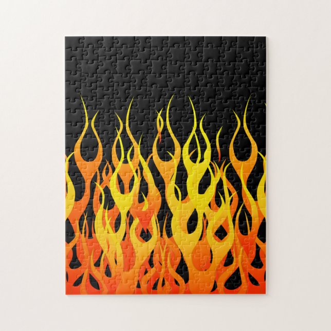 Classic Orange Racing Flames on Fire Jigsaw Puzzle (Vertical)