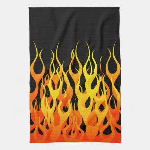 Classic Orange Racing Flames on Fire Kitchen Towel