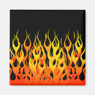 Classic Orange Racing Flames on Fire Magnet