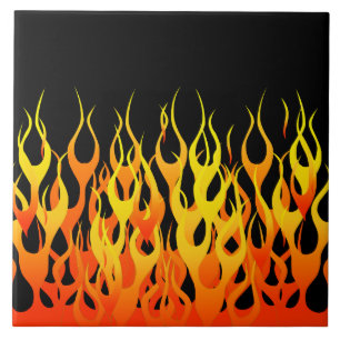 Classic Orange Racing Flames on Fire Tile