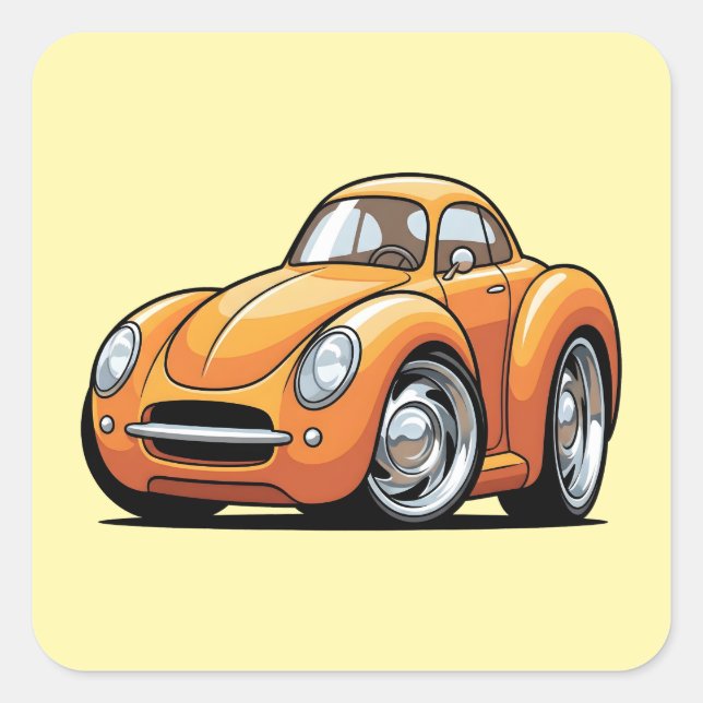 Classic Orange Toon Car Square Sticker (Front)