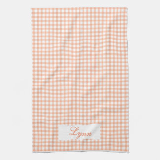Classic Orange & White Gingham | Personalized Name Kitchen Towel