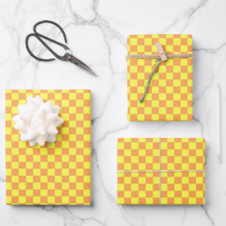 Classic Orange, Yellow Plaid  Wrapping Paper Sheet