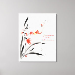 Classic oriental chinese sumi-e ink flowers paint canvas print