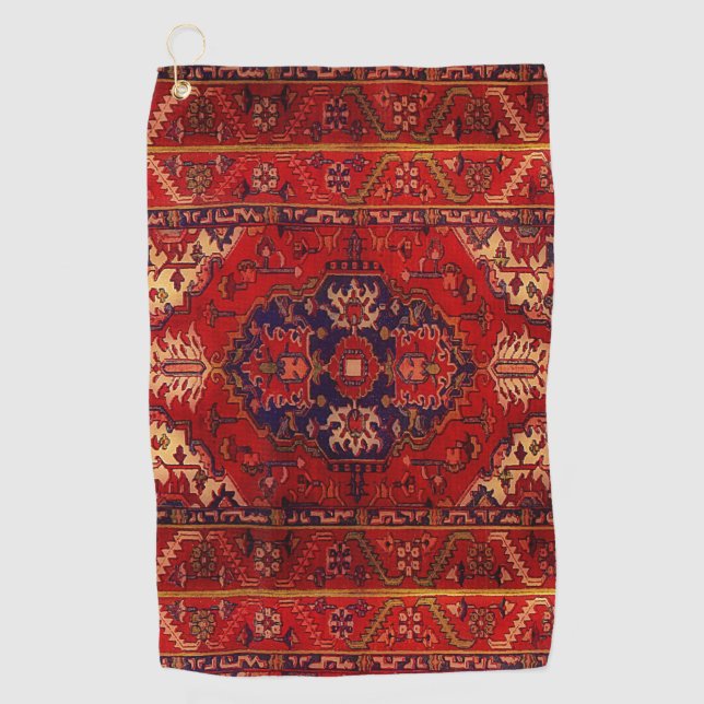 Classic Oriental rug design -   warm colours Golf Towel (Front)