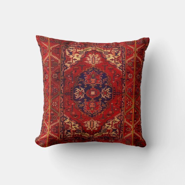 Classic Oriental rug design -   warm colours Throw Pillow (Front)