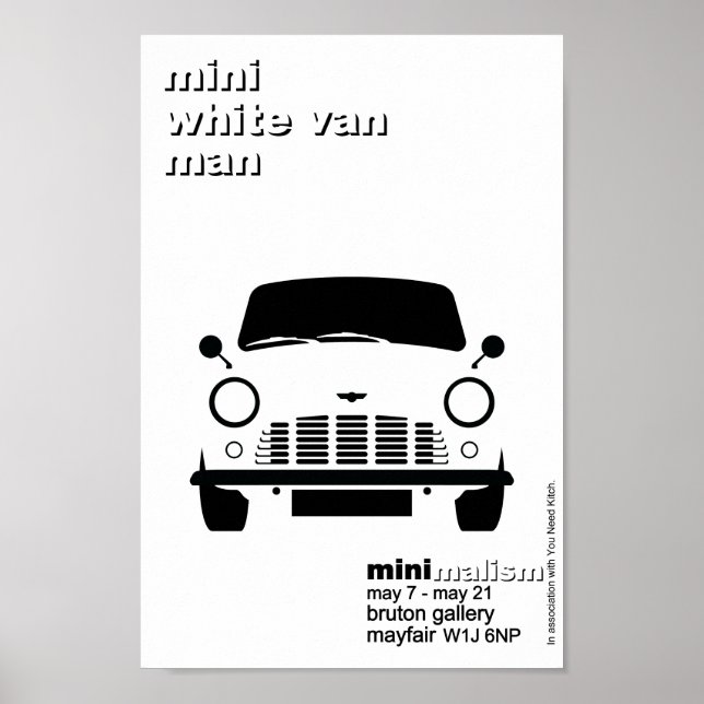 Classic Original Mini white van minimalist art Poster (Front)