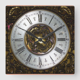 CLASSIC   Ornamental roman numerals image Square Wall Clock
