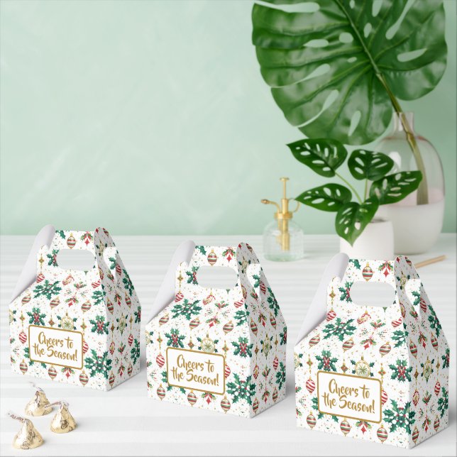 Classic Ornaments & Holly Christmas Pattern Favor Box (Multiple)