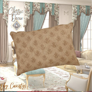 Classic Ornate Emblem Brown Taupe Linen Accent Pillow