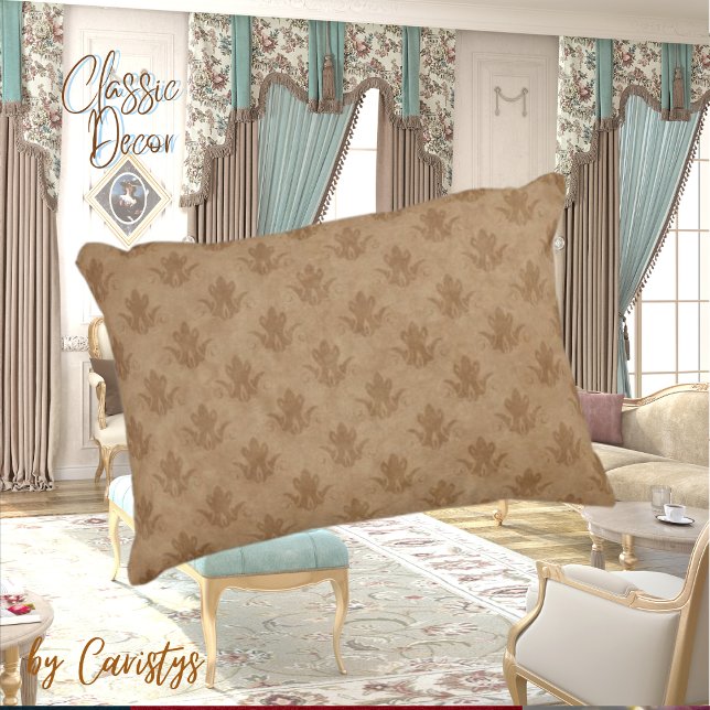 Classic Ornate Emblem Brown Taupe Linen Accent Pillow (Creator Uploaded)