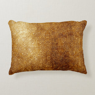 Classic Ornate Gold Metal Plate Accent Pillow