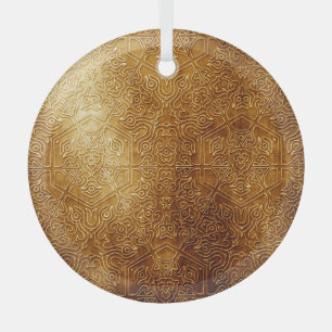 Classic Ornate Gold Metal Plate Glass Ornament