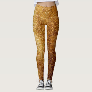 Classic Ornate Gold Metal Plate Leggings