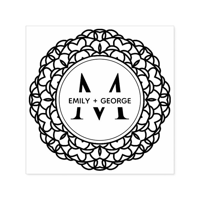 CLASSIC ORNATE MANDALA CUSTOM MONOGRAM FAMILY NAME SELF-INKING STAMP (Design)
