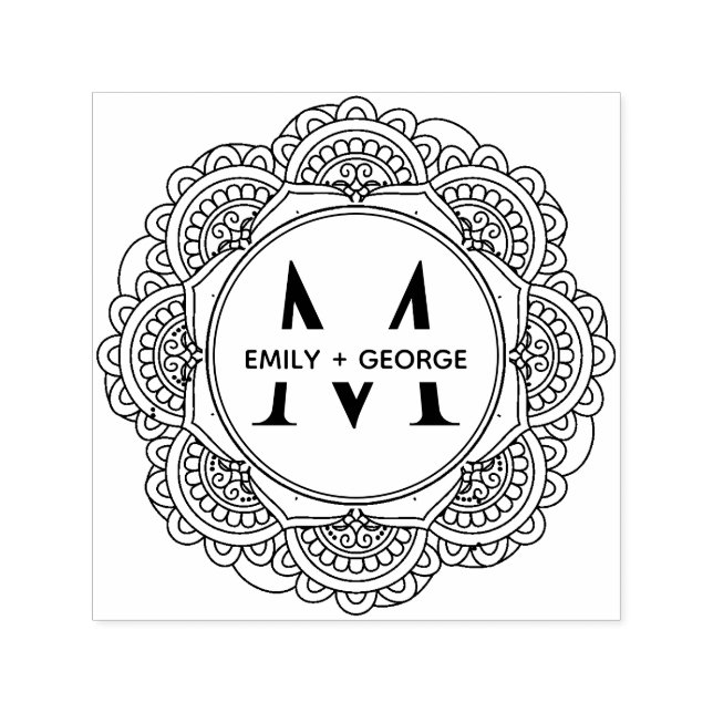 CLASSIC ORNATE MANDALA CUSTOM MONOGRAM FAMILY NAME SELF-INKING STAMP (Design)