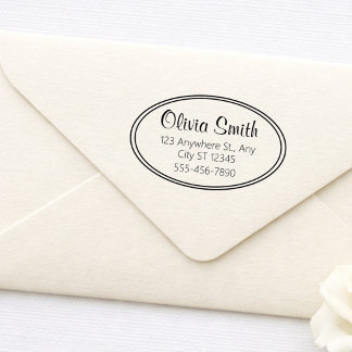 Classic Oval Border Return Address Rubber Stamp