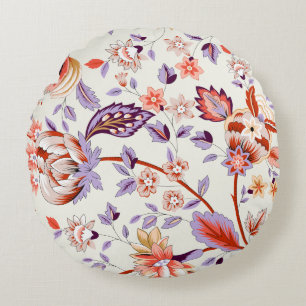 Classic paisley and fine lace pattern, Persian pat Round Pillow