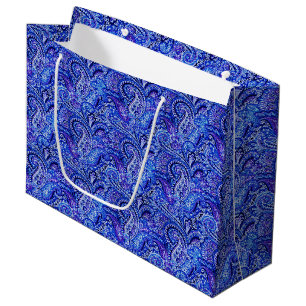 Classic Paisley Vibrant Bleu Grand sac cadeau