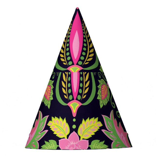 Classic Pansy: Vintage Floral Wallpaper Party Hat (Front)