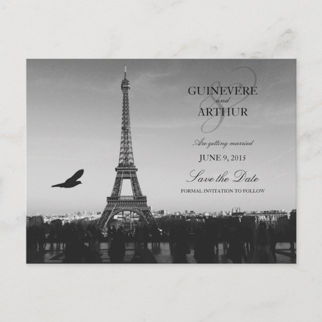 Classic Paris France Wedding Save the Date Announcement Postcard (Front)