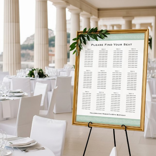 Classic Party Seating Plan 12 Tables Green Poster (Creator Uploaded)