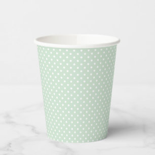 Classic Pastel Green Mint Polka Dot Paper Cups