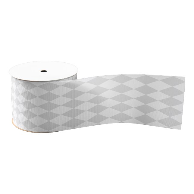 Classic Pastel Grey and White Harlequin Pattern Grosgrain Ribbon (Spool)