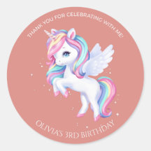 Classic Pastel Magical Unicorn Girl Birthday Favou