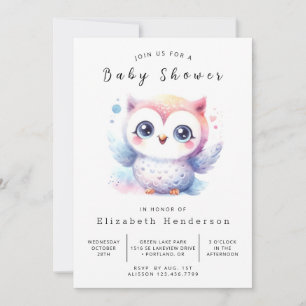 Classic Pastel Owl Baby Shower Invitation