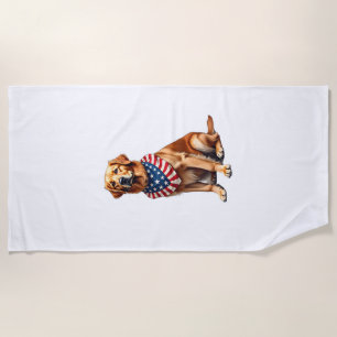Classic Patriotic Golden Retriever Vintage Shirt 2 Beach Towel