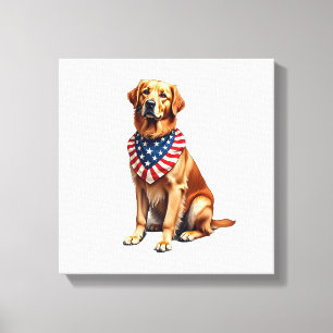 Classic Patriotic Golden Retriever Vintage Shirt 2 Canvas Print