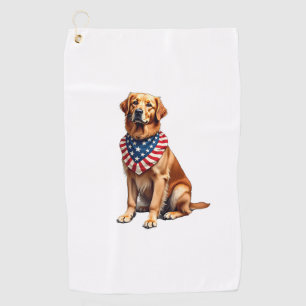 Classic Patriotic Golden Retriever Vintage Shirt 2 Golf Towel