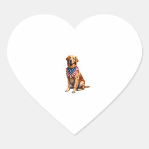 Classic Patriotic Golden Retriever Vintage Shirt 2 Heart Sticker