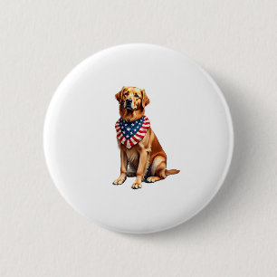 Classic Patriotic Golden Retriever Vintage Shirt 2 Inch Round Button