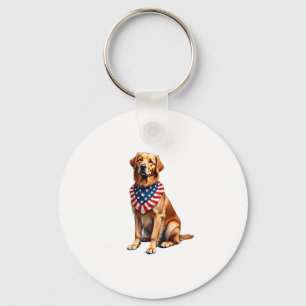 Classic Patriotic Golden Retriever Vintage Shirt 2 Keychain