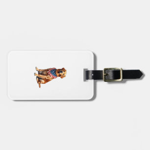 Classic Patriotic Golden Retriever Vintage Shirt 2 Luggage Tag
