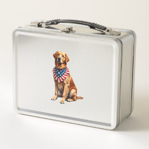 Classic Patriotic Golden Retriever Vintage Shirt 2 Metal Lunch Box