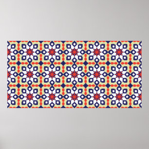 Classic Pattern Ornament,Seamless Geometric Patter Poster