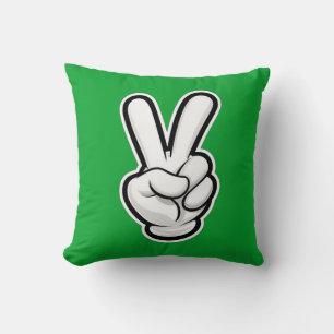 Classic Peace Hand Symbol Icon Throw Pillow