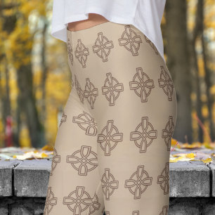Classic Peach Bisque Tribal Cross Pattern Leggings
