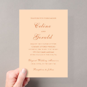 Classic Peach Elegant Wedding Acrylic Invitations