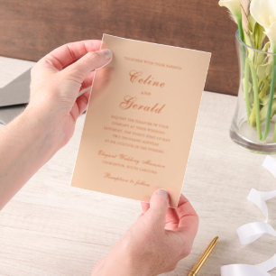 Classic Peach Elegant Wedding Vellum Invitations