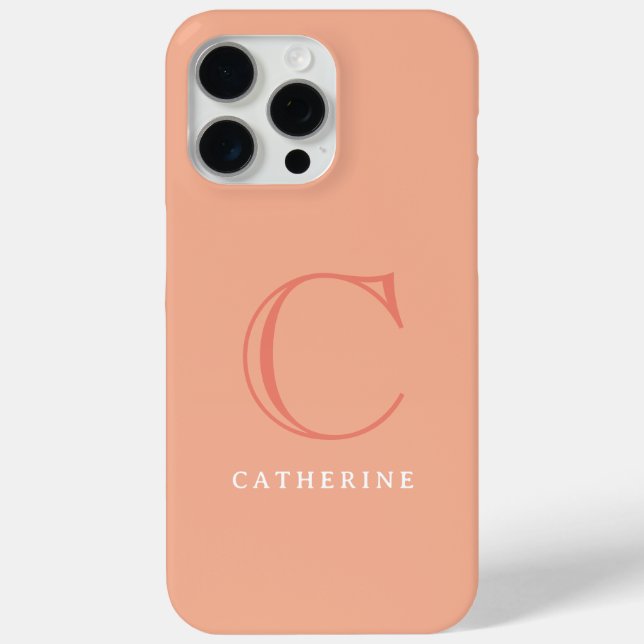 Classic Peach Pink Script Monogram Case-Mate Case-Mate iPhone Case (Back)