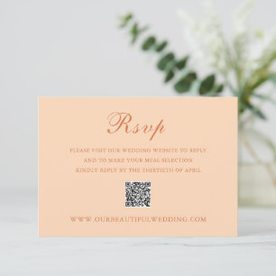 Classic Peach QR Code Elegant Wedding RSVP Card