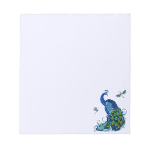 Classic Peacock and Dragonfly Design Notepad